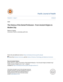 The History of the Dental Profession - from Ancient Origins to Modern Day