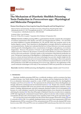 The Mechanism of Diarrhetic Shellfish Poisoning Toxin Production In