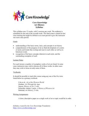 Core Knowledge Art History Syllabus