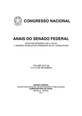 Congresso Nacional Anais Do Senado Federal