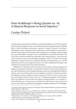 Peter Sculthorpe's String Quartet No. 14: a Musical Response to Social