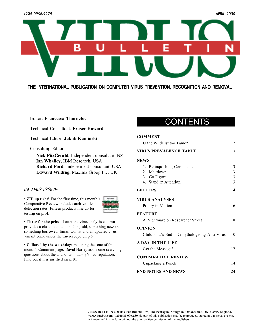 Virus Bulletin, April 2000