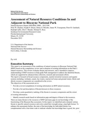 Assessment of Natural Resource Conditions in and Adjacent to Biscayne National Park Natural Resource Report NPS/BISC/NRR—2012/598 Peter W