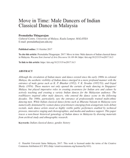 Male Dancers of Indian Classical Dance in Malaysia