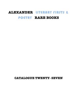 Alexander Literary Firsts & Poetry Rare Books