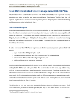 Civil Differentiated Case Management (DCM) Plan