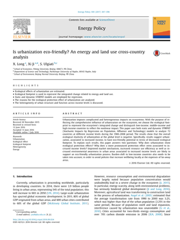 Is Urbanization Eco-Friendly? an Energy and Land Use Cross-Country Analysis