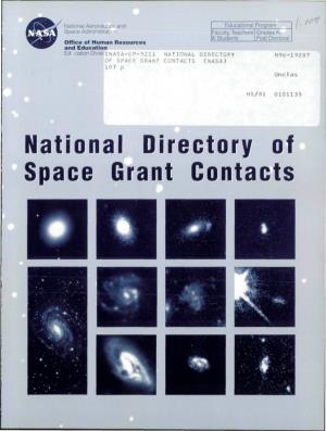 National Directory of Space Grant Contacts Front Cover: Galaxies: Snapshots in Time