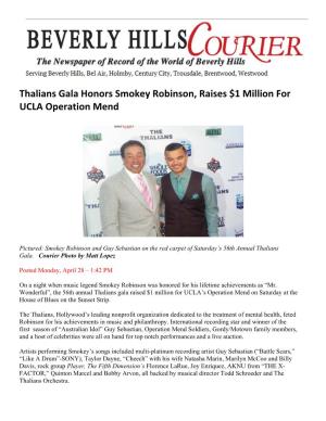 Thalians Gala Honors Smokey Robinson, Raises $1 Million for UCLA Operation Mend