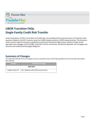 LIBOR Transition Faqs Single-Family Credit Risk Transfer