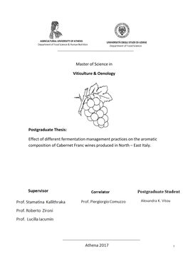 Master of Science in Viticulture & Oenology Postgraduate Thesis