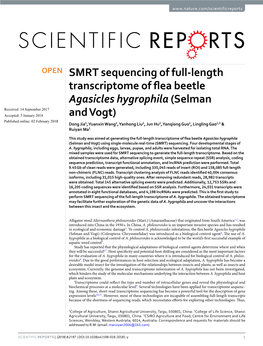 SMRT Sequencing of Full-Length Transcriptome of Flea Beetle Agasicles Hygrophila (Selman and Vogt)