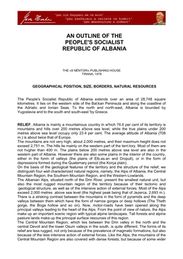An Outline of the Peoples Socialist Republic of Albania