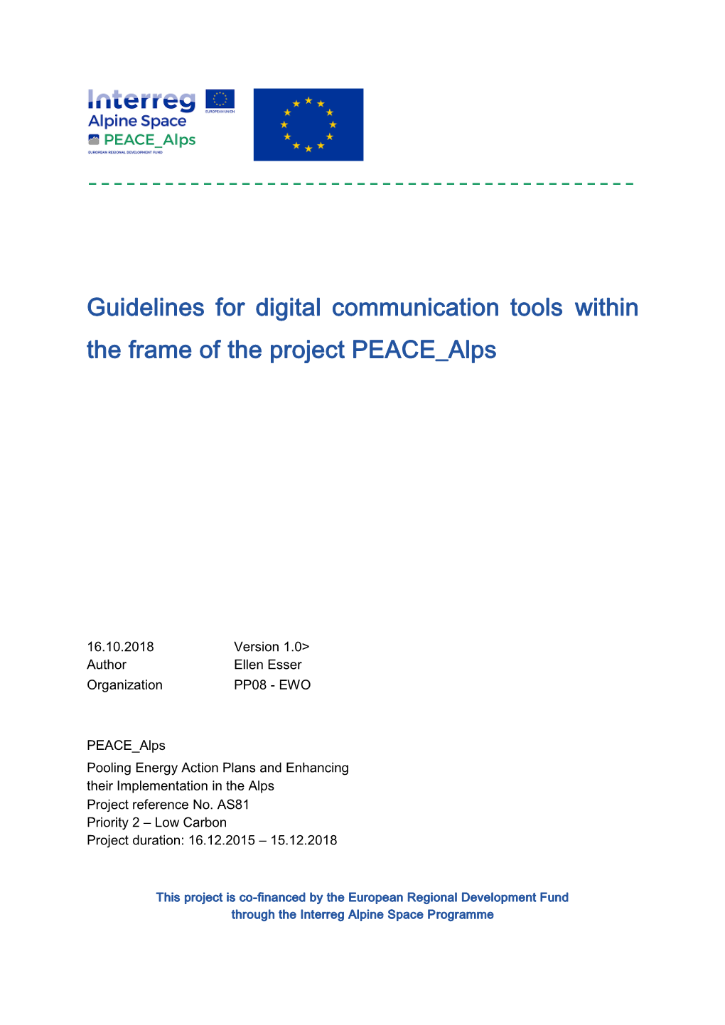 Guidelines for Digital Communication Tools Within the Frame of the Project PEACE Alps