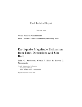 Earthquake Magnitude Estimation from Fault Dimensions and Slip Rate