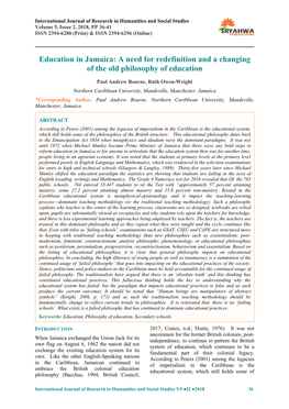 Education in Jamaica: a Need for Redefinition and a Changing of the Old Philosophy of Education