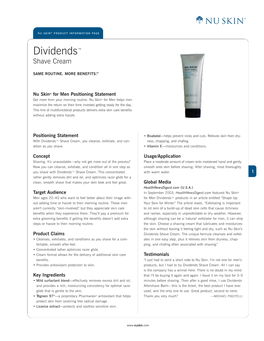 Dividends Shave Cream Product Information Page