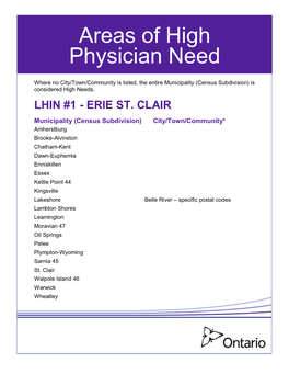 Areas of High Physician Need
