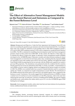 The Effect of Alternative Forest Management Models on the Forest Harvest and Emissions As Compared to the Forest Reference Level