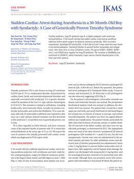 Sudden Cardiac Arrest During Anesthesia in a 30-Month-Old Boy with Syndactyly: a Case of Genetically Proven Timothy Syndrome