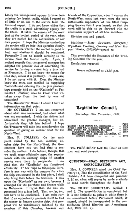 Council, About What Was Souvenired, but About Wvhat .Thursday, 161H Aovenmber, 1933