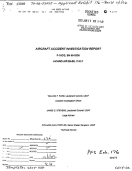 Report of F-16 Accident Which Occurred on 01/26/95