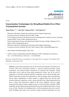 Linearization Technologies for Broadband Radio-Over-Fiber Transmission Systems