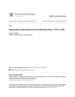 Organization and Doctrine in the Continental Army, 1774 to 1784