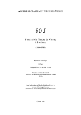 Fonds De La Filature De Vincey À Portieux