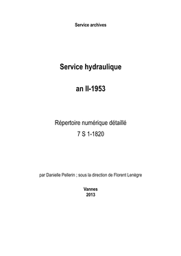 Service Hydraulique an II-1953