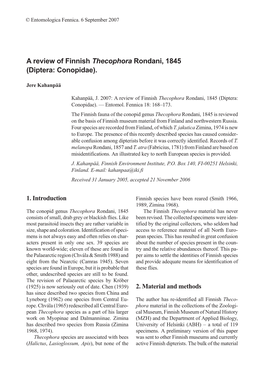 A Review of Finnish Thecophora Rondani, 1845 (Diptera: Conopidae)