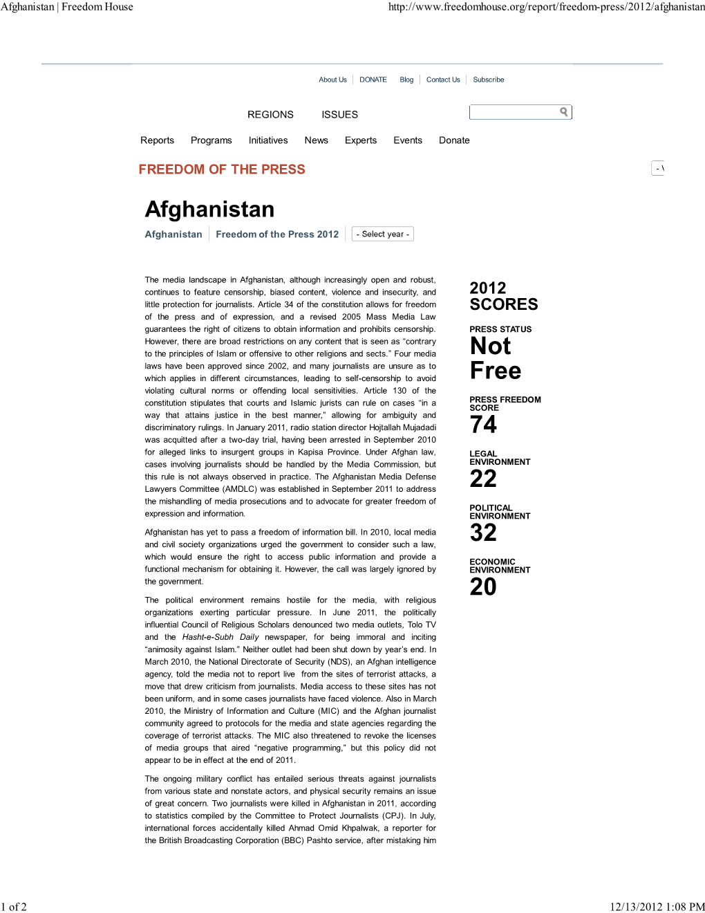 Afghanistan | Freedom House