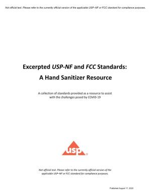 Excerpted USP-NF and FCC Standards: a Hand Sanitizer Resource