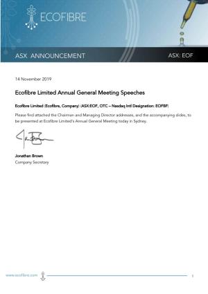 EOF 2019 AGM Speeches