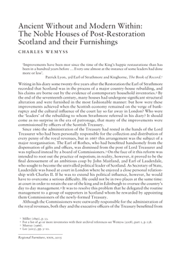 The Noble Houses of Post-Restoration Scotland and Their Furnishings Charles Wemyss