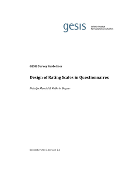 Design of Rating Scales in Questionnaires