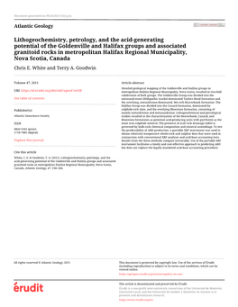 Lithogeochemistry, Petrology, and the Acid-Generating