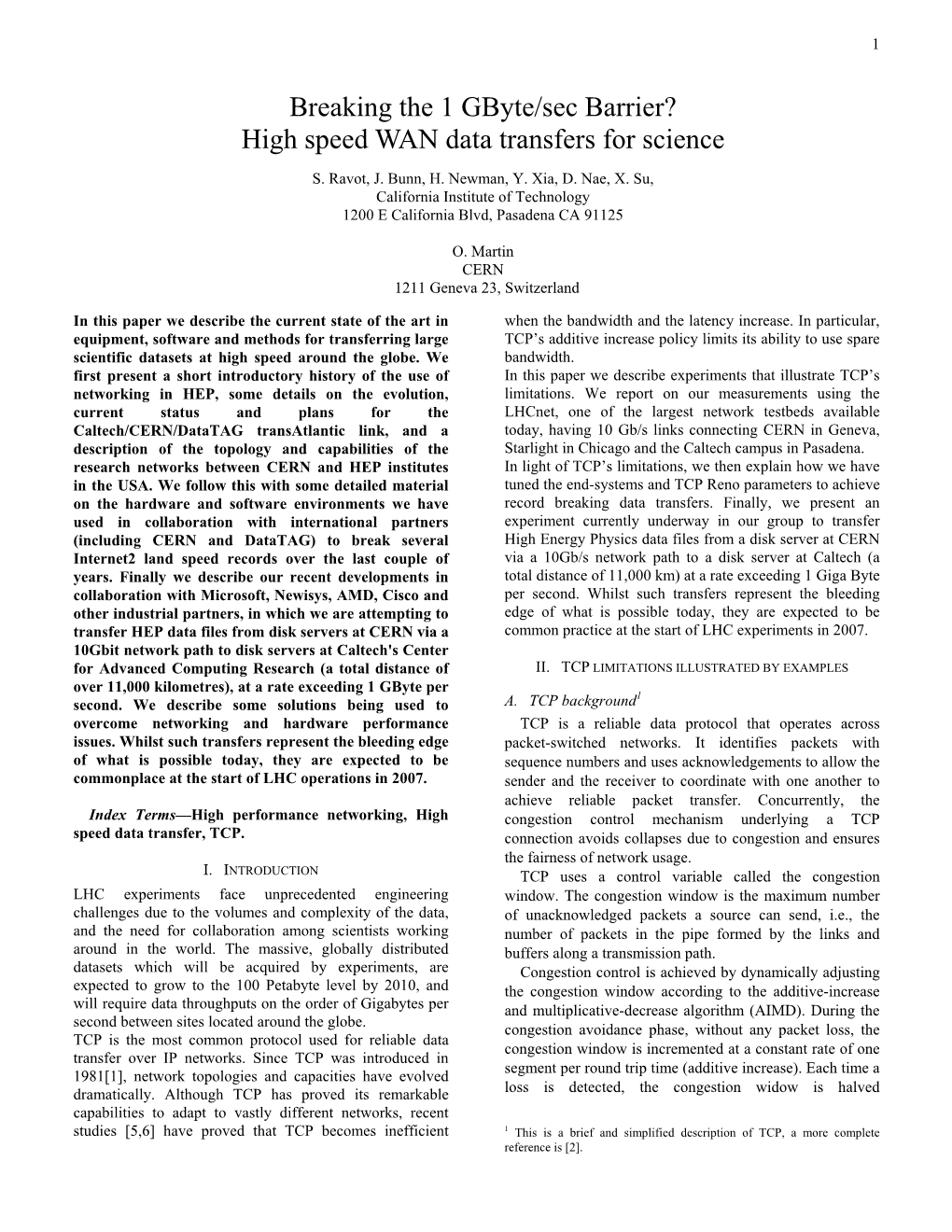 High Speed WAN Data Transfers for Science