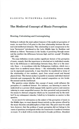 The Medieval Concept of Music Perception