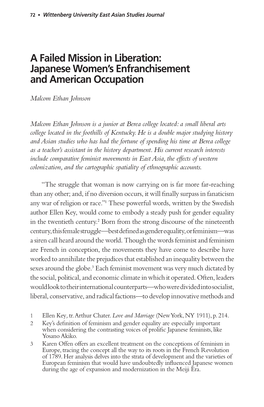 Japanese Women's Enfranchisement and American Occupation