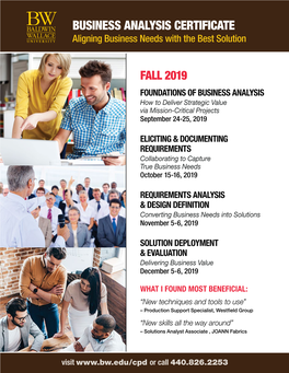 Business Analysis Certificate Brochure | Baldwin Wallace University
