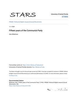 Fifteen Years of the Communist Party