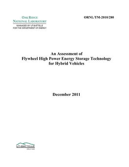 An Assessment of Flywheel High Power Energy Storage Technology for Hybrid Vehicles