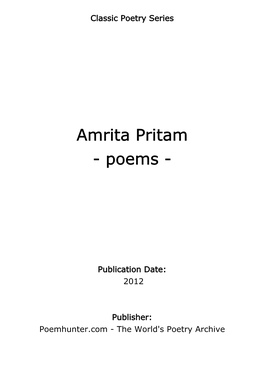 Amrita Pritam - Poems