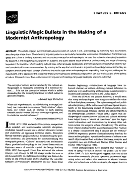 Linguistic Magic Bullets in the Making of a Modernist Anthropology
