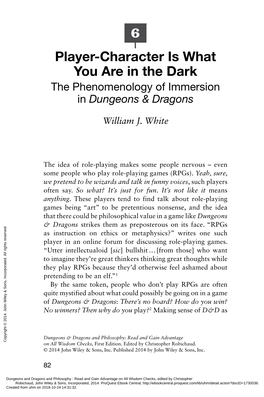 Player-Character Is What You Are in the Dark the Phenomenology of Immersion in Dungeons & Dragons