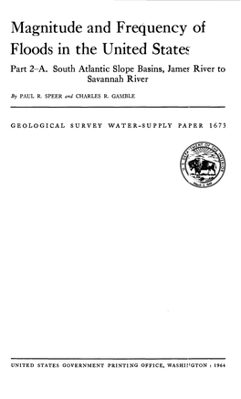 Magnitude and Frequency of Floods in the United States Part 2-A