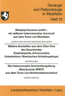 Geologie Und Paläontologie in Westfalen Heft 15