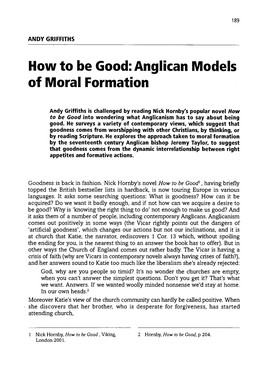 Anglican Models of Moral Formation