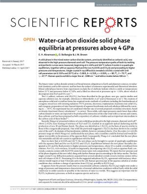 Water-Carbon Dioxide Solid Phase Equilibria at Pressures Above 4 Gpa E